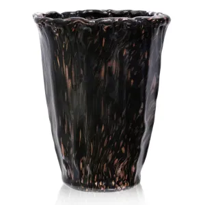 15" Ginerva Vase Opulent Amber and Black Swirled Italian Art Glass