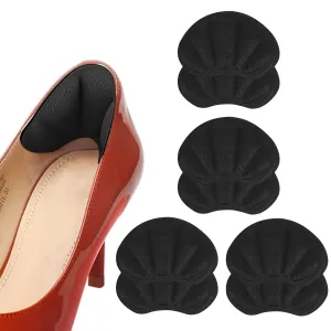 4 Pairs Heel Grips Shoe, Heel Cushion Pads Set for Shoes Too Big Heel Grips Shoe Pads Inserts Liner Self (Black)