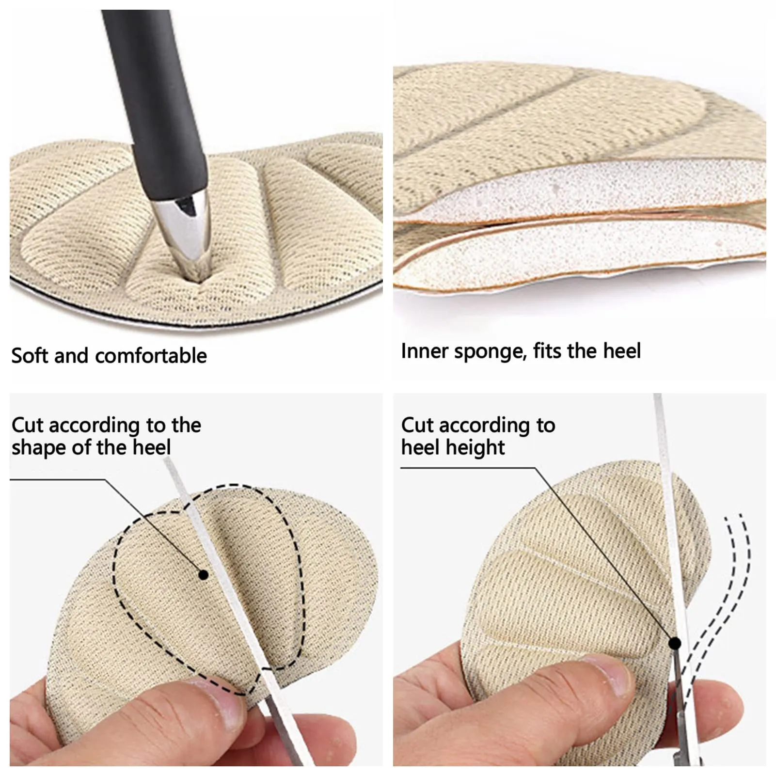 4 Pairs Heel Grips Shoes Pads Adhesive Heel Cushions Pads Shoe Insert Liners Heel Protectors Heel Grips Liner Cushions Inserts Thick Heel Pads for Loose Shoes Too Big Ladies Women Men Trainers