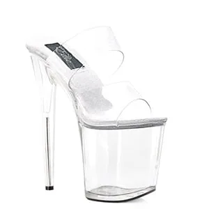 850-COCO 8" HEEL CLEAR MULE W STRAP