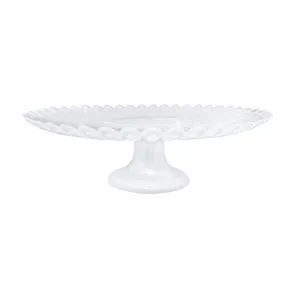 Alabaster White Scalloped Cake Stand