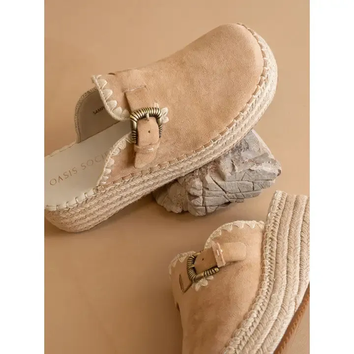 Almond Espadrille Clog w/ Western Buckle