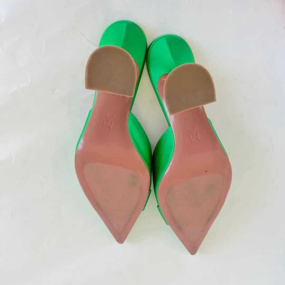 Amina Muaddi Begum Green Satin Mule, 38.5