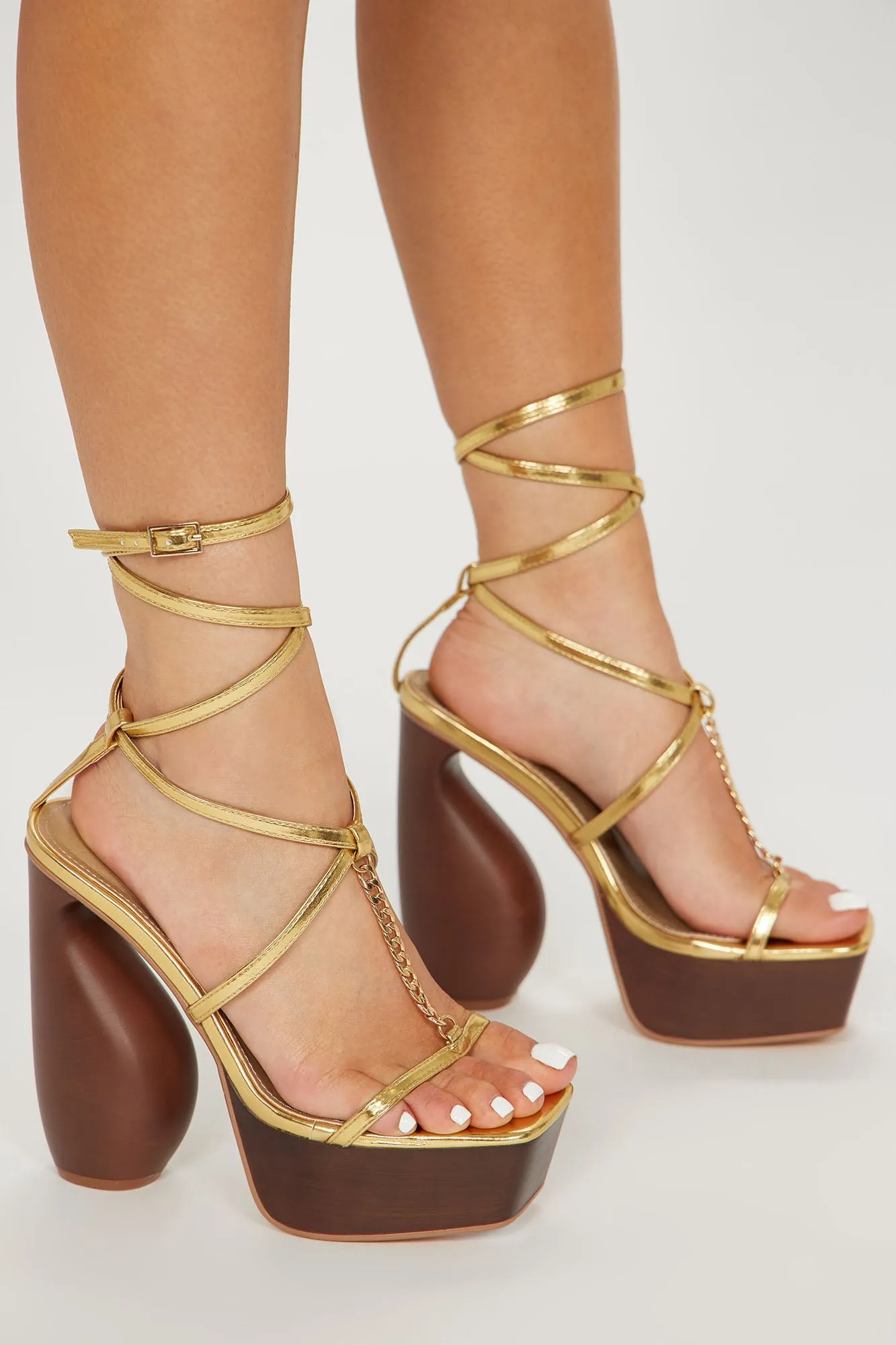 Amozae-Always Confident Strappy Heeled Sandals - Gold