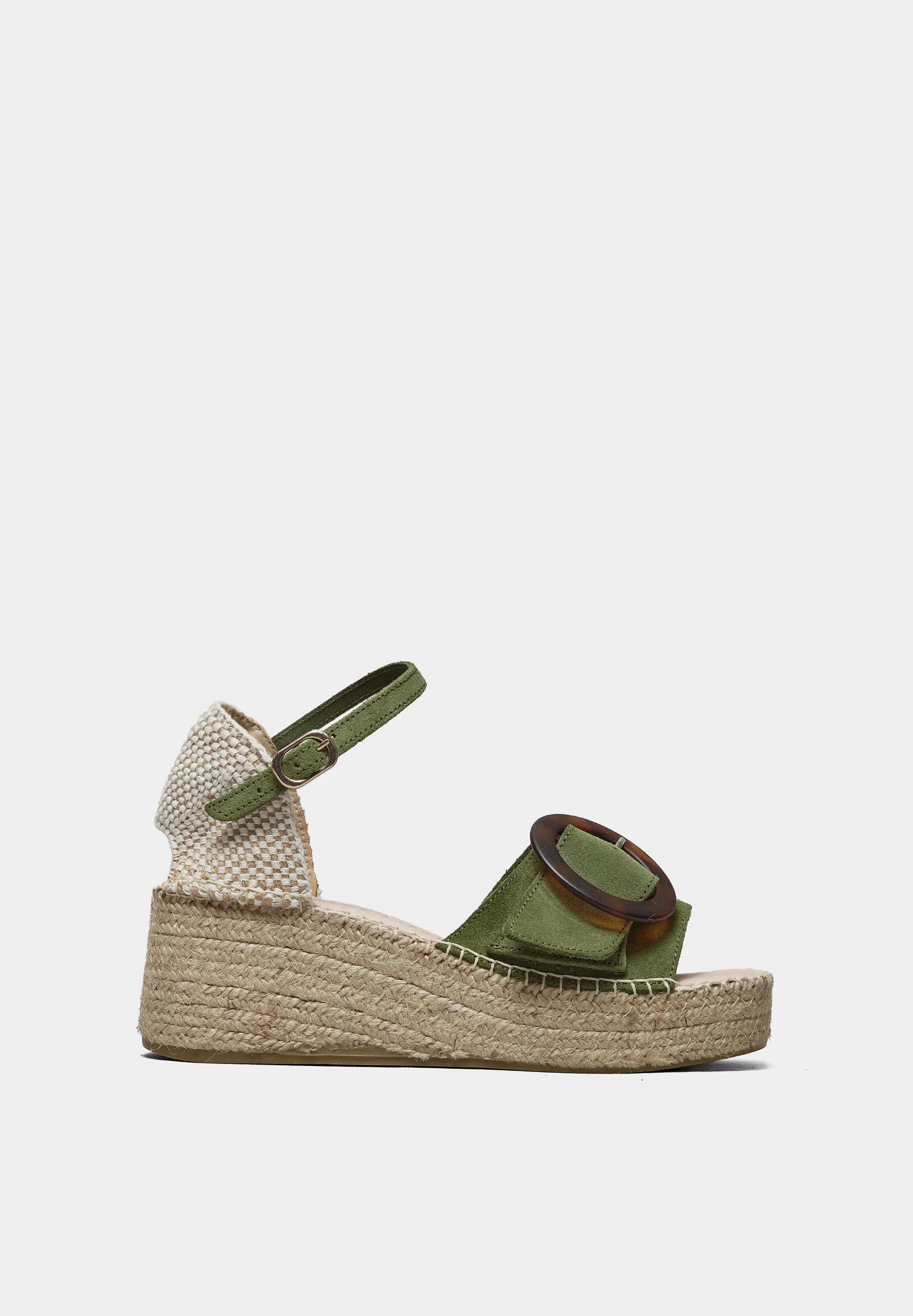 Anisa Platform Wedges Green Suede