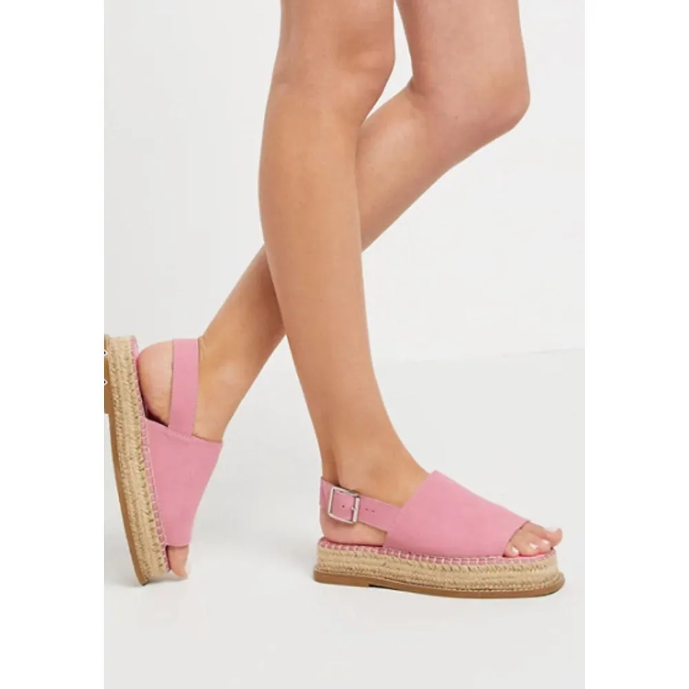Asos- Hannah Suede Flat Form Espadrilles In Pink