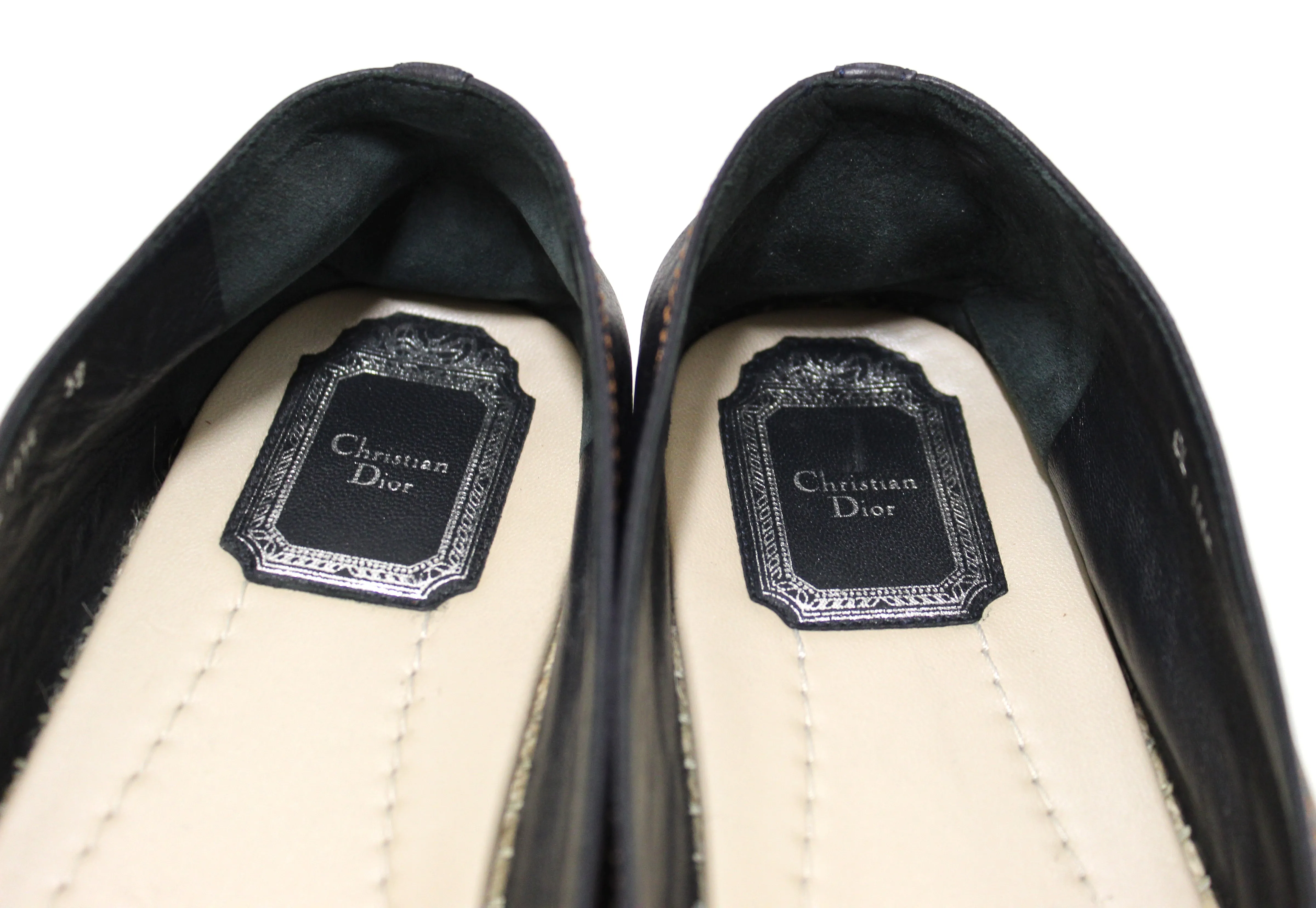 Authentic Christian Dior Blue Nappa Leather Denim Espadrille Shoes Size 39