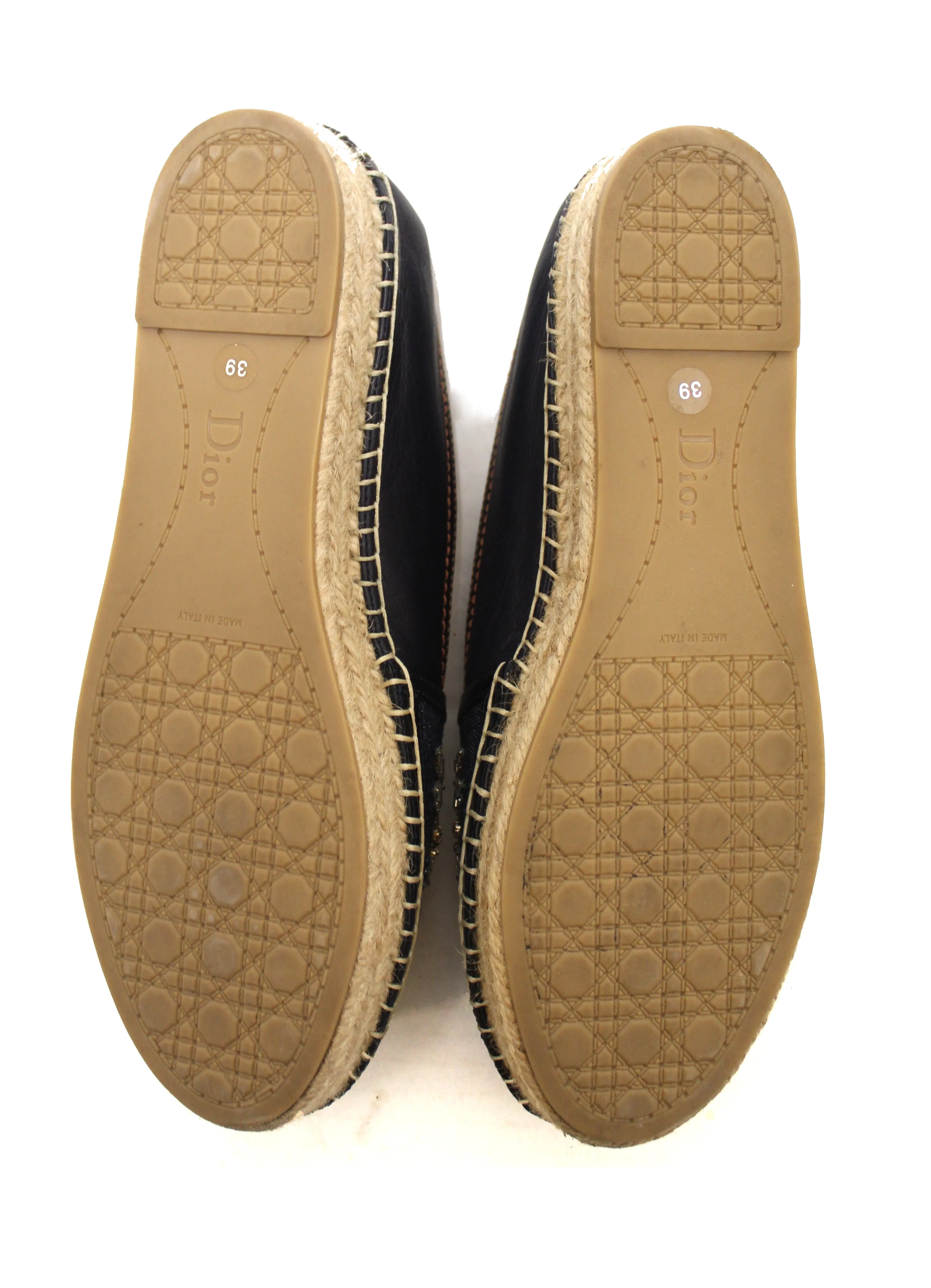 Authentic Christian Dior Blue Nappa Leather Denim Espadrille Shoes Size 39