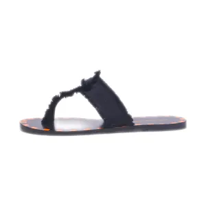 Ave Moderation Flat Sandals Fabric Black Colour For Women