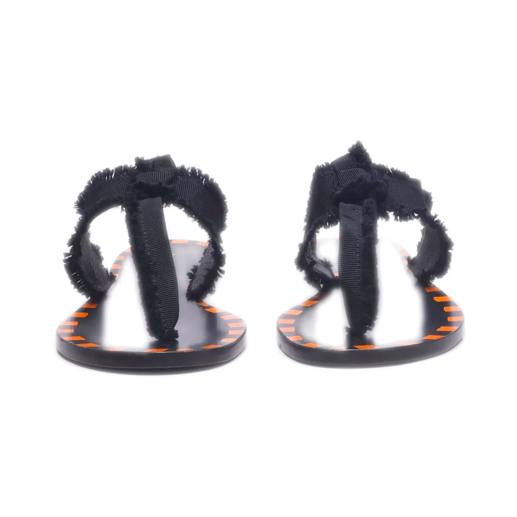 Ave Moderation Flat Sandals Fabric Black Colour For Women