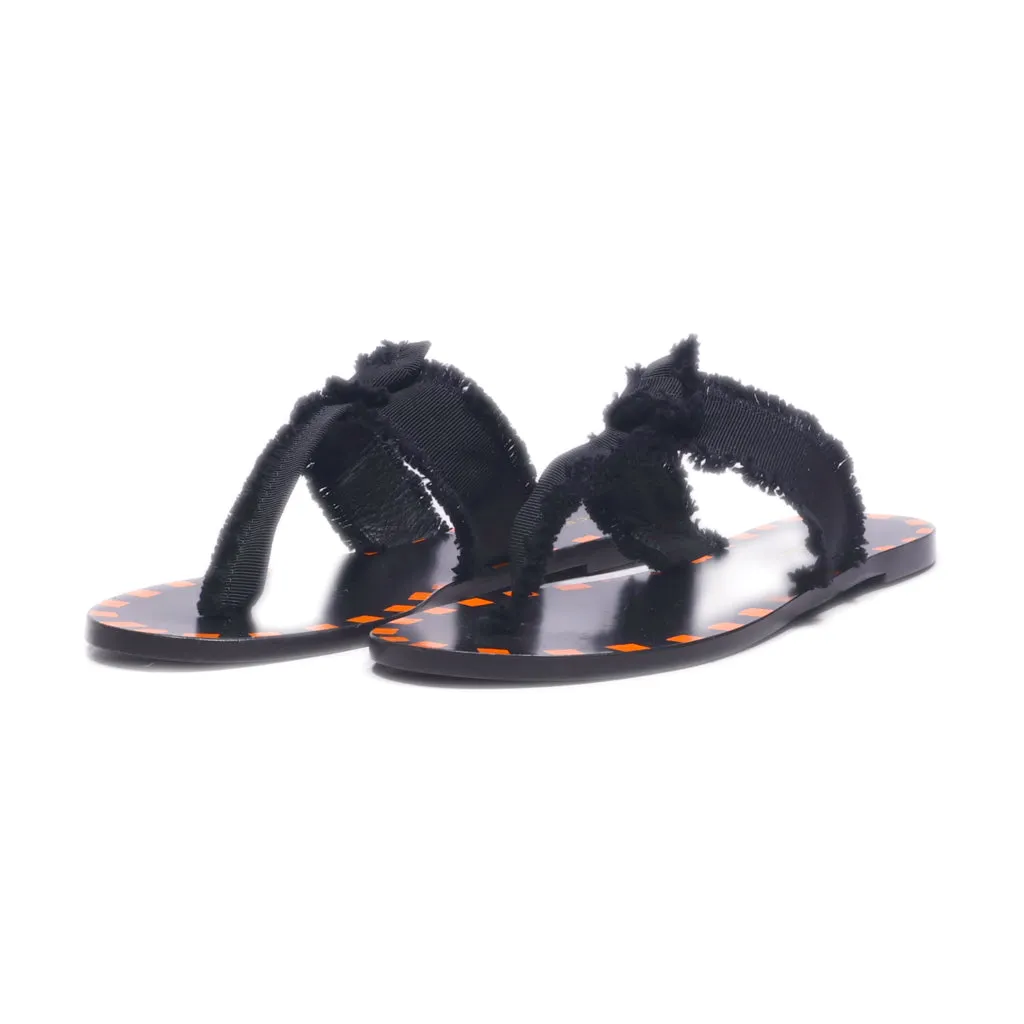 Ave Moderation Flat Sandals Fabric Black Colour For Women