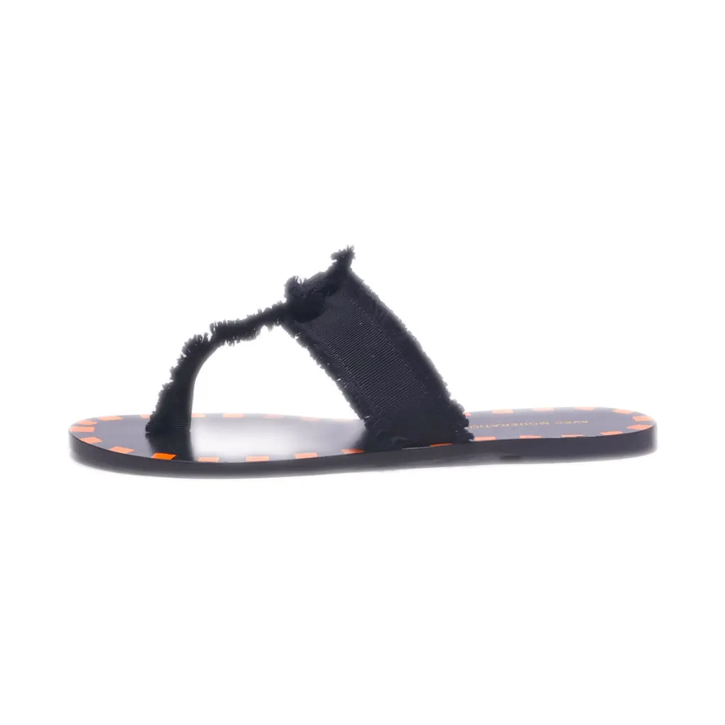Ave Moderation Flat Sandals Fabric Black Colour For Women