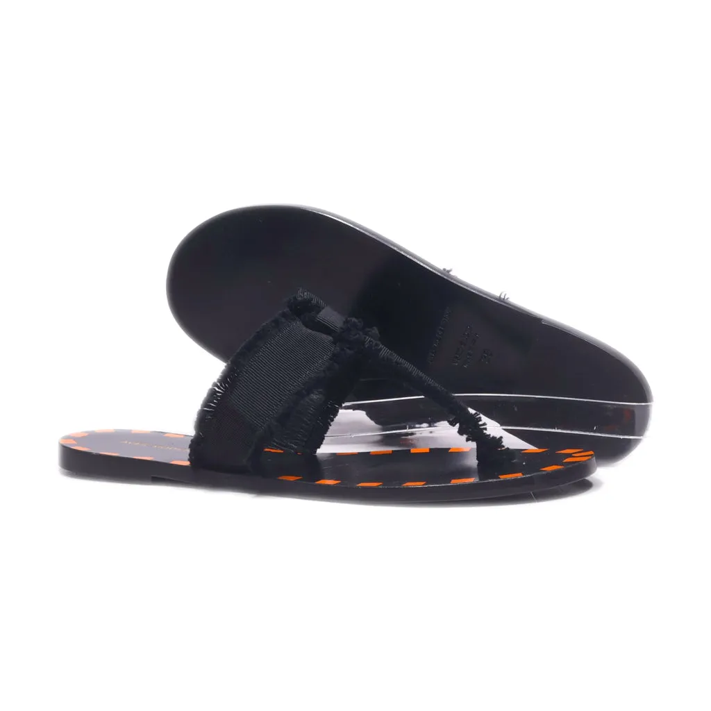 Ave Moderation Flat Sandals Fabric Black Colour For Women