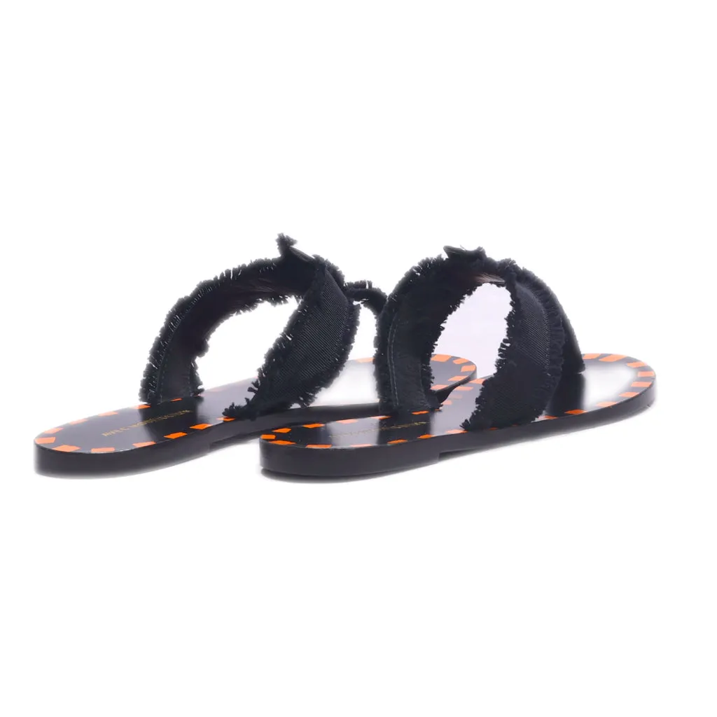Ave Moderation Flat Sandals Fabric Black Colour For Women