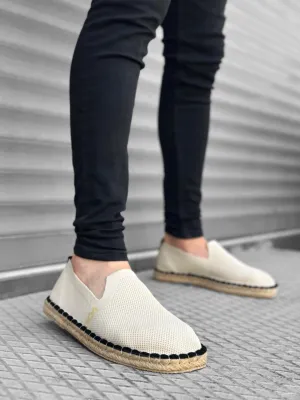 BA0224 Comfortable Flat Sole Espadrilles Knitted Knitwear Beige Casual Men's Shoes
