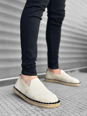 BA0224 Comfortable Flat Sole Espadrilles Knitted Knitwear Beige Casual Men's Shoes