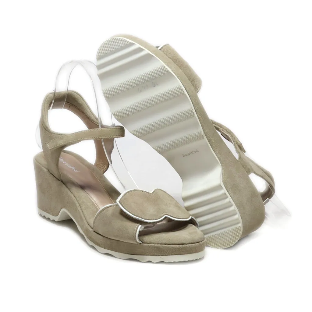 Beauti Feel Platform Sandals Suede Beige Colour For Women