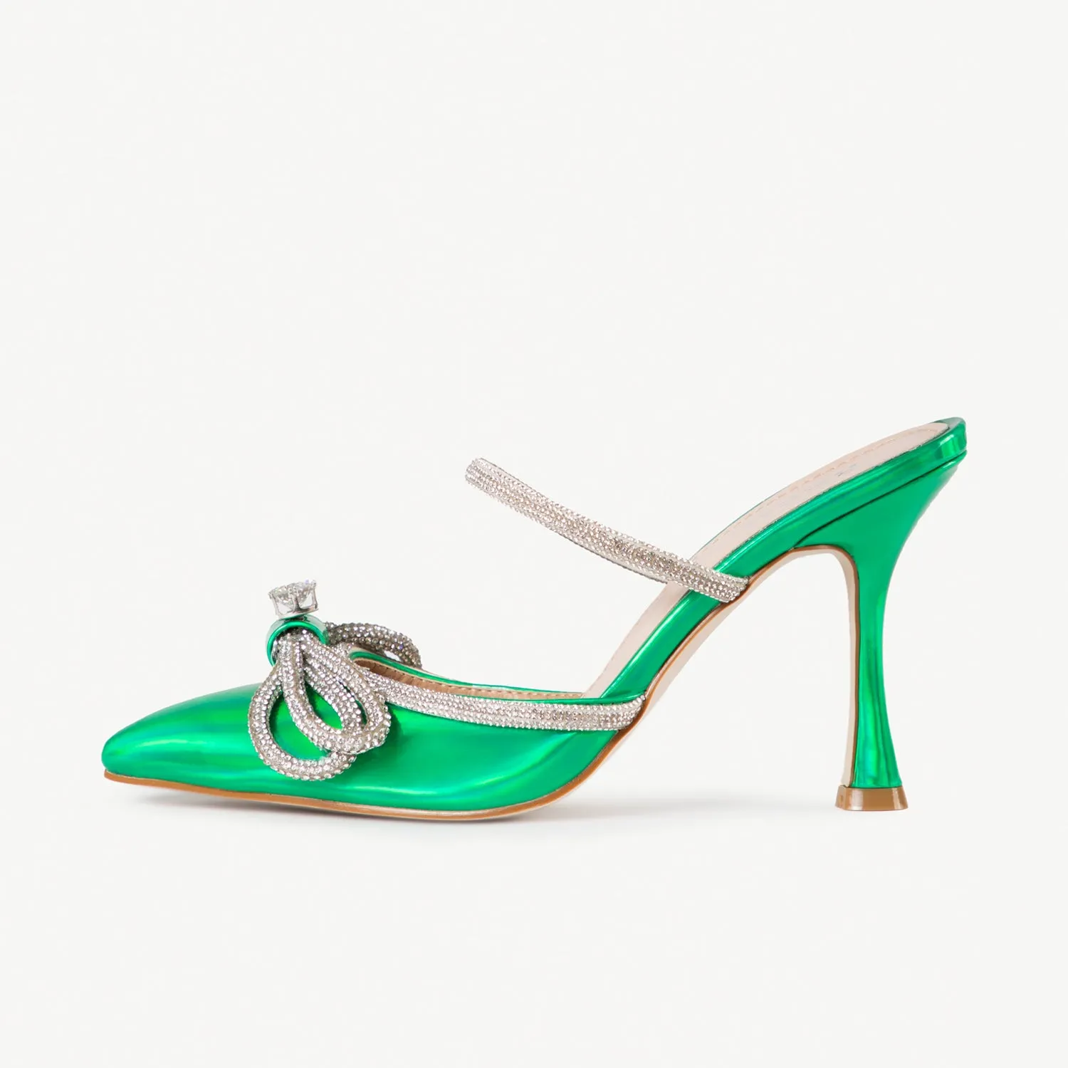 BEBO Ruhani Heeled Mule in Green