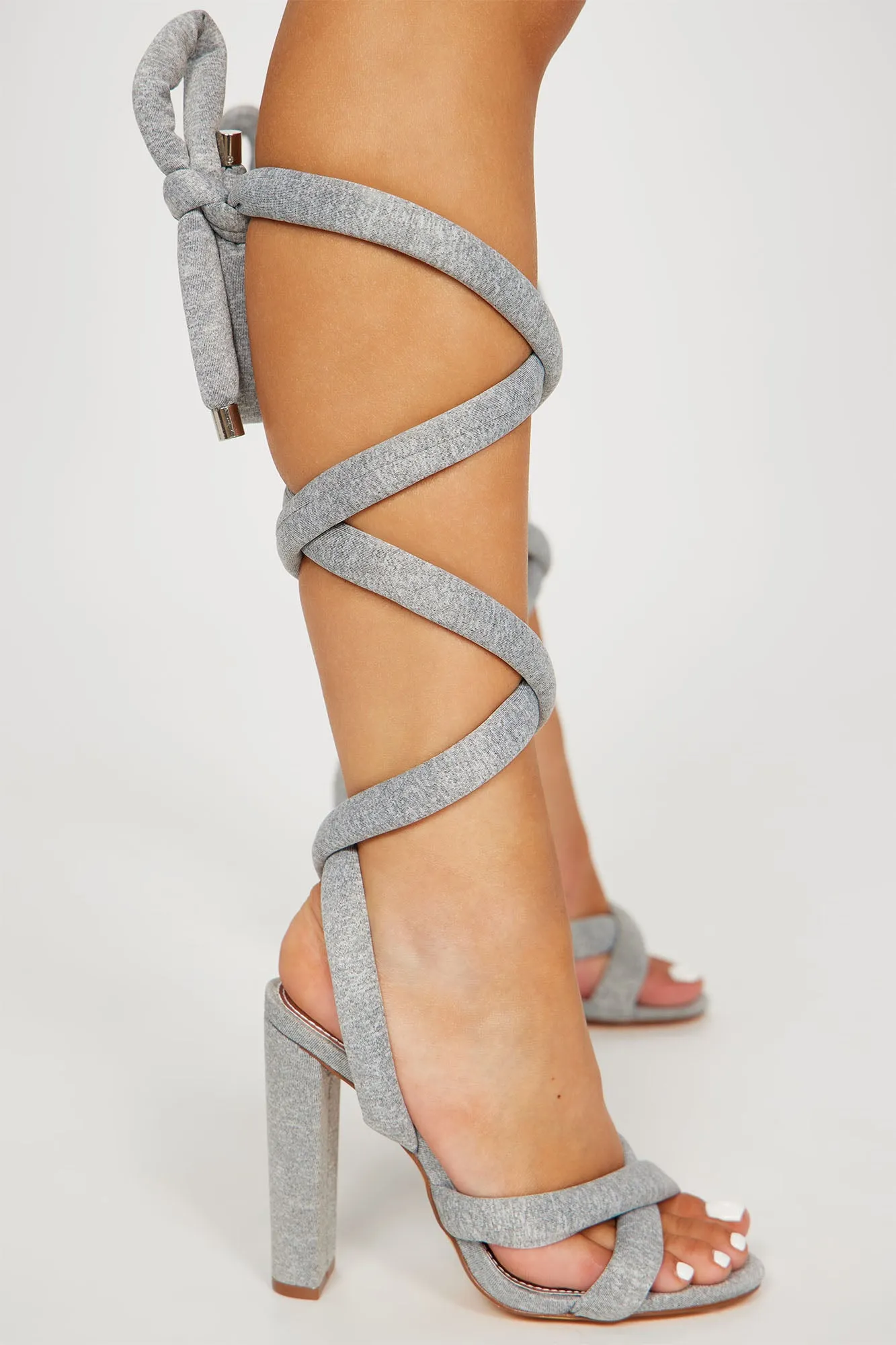 Bianca Wrap Up Heeled Sandals - Grey