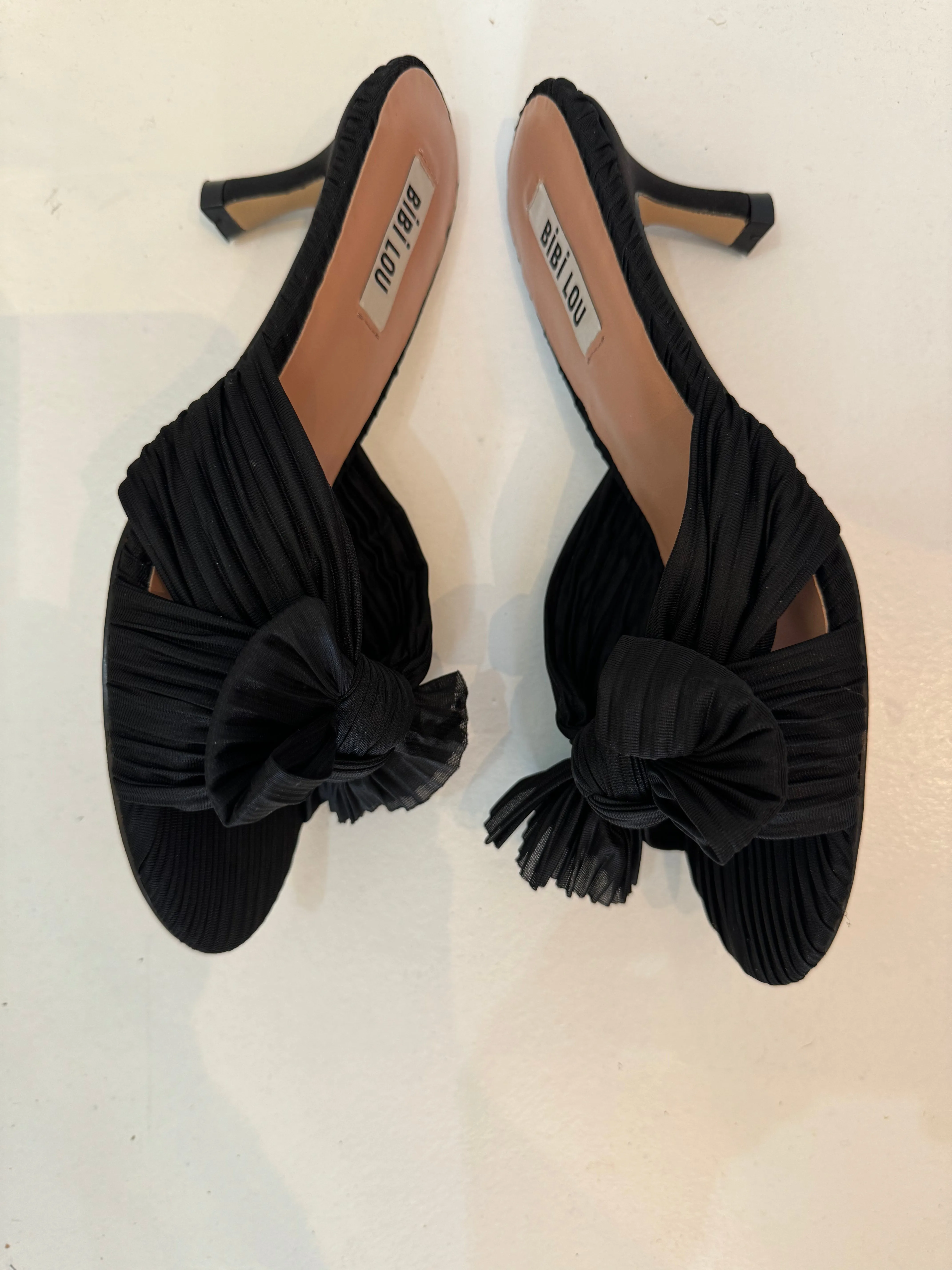 Bibi Lou Black Pleated Fabric Mule