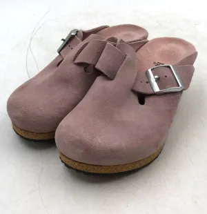 Birkenstock Women's Pink Suede Wedge Mule Shoes - Size 5