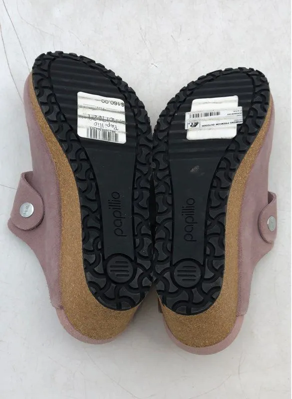 Birkenstock Women's Pink Suede Wedge Mule Shoes - Size 5