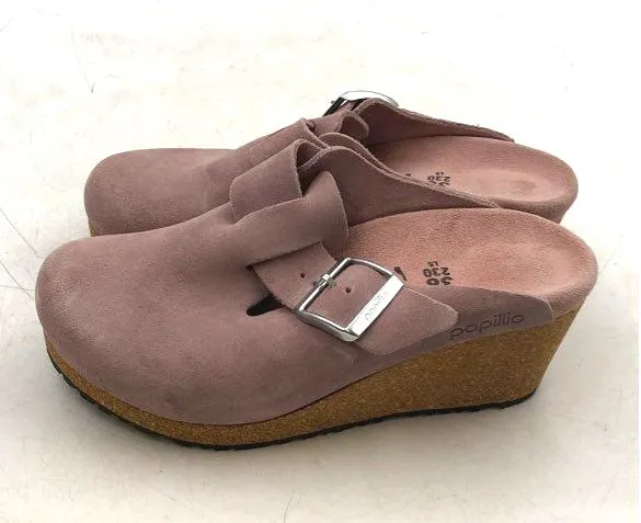 Birkenstock Women's Pink Suede Wedge Mule Shoes - Size 5