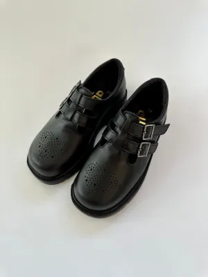 Black double straps with velcro school shoe  chunky sole(3)
