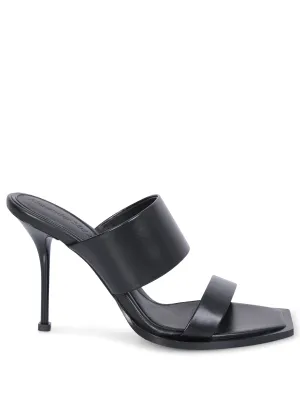 Black heeled mules