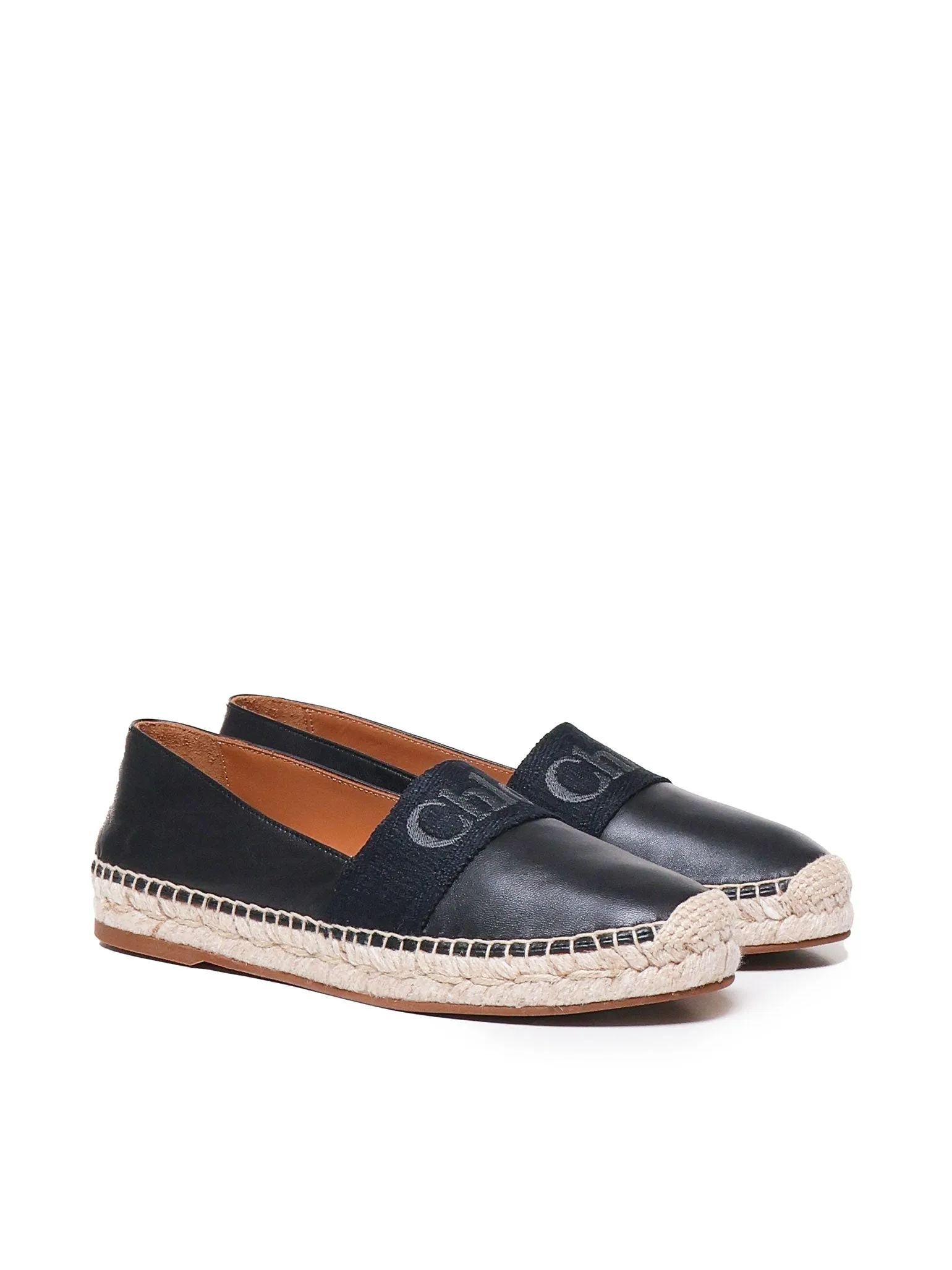 Black Leather Espadrilles with Rope Sole