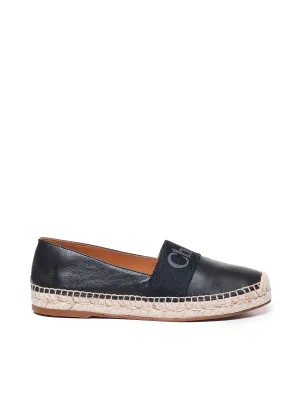 Black Leather Espadrilles with Rope Sole