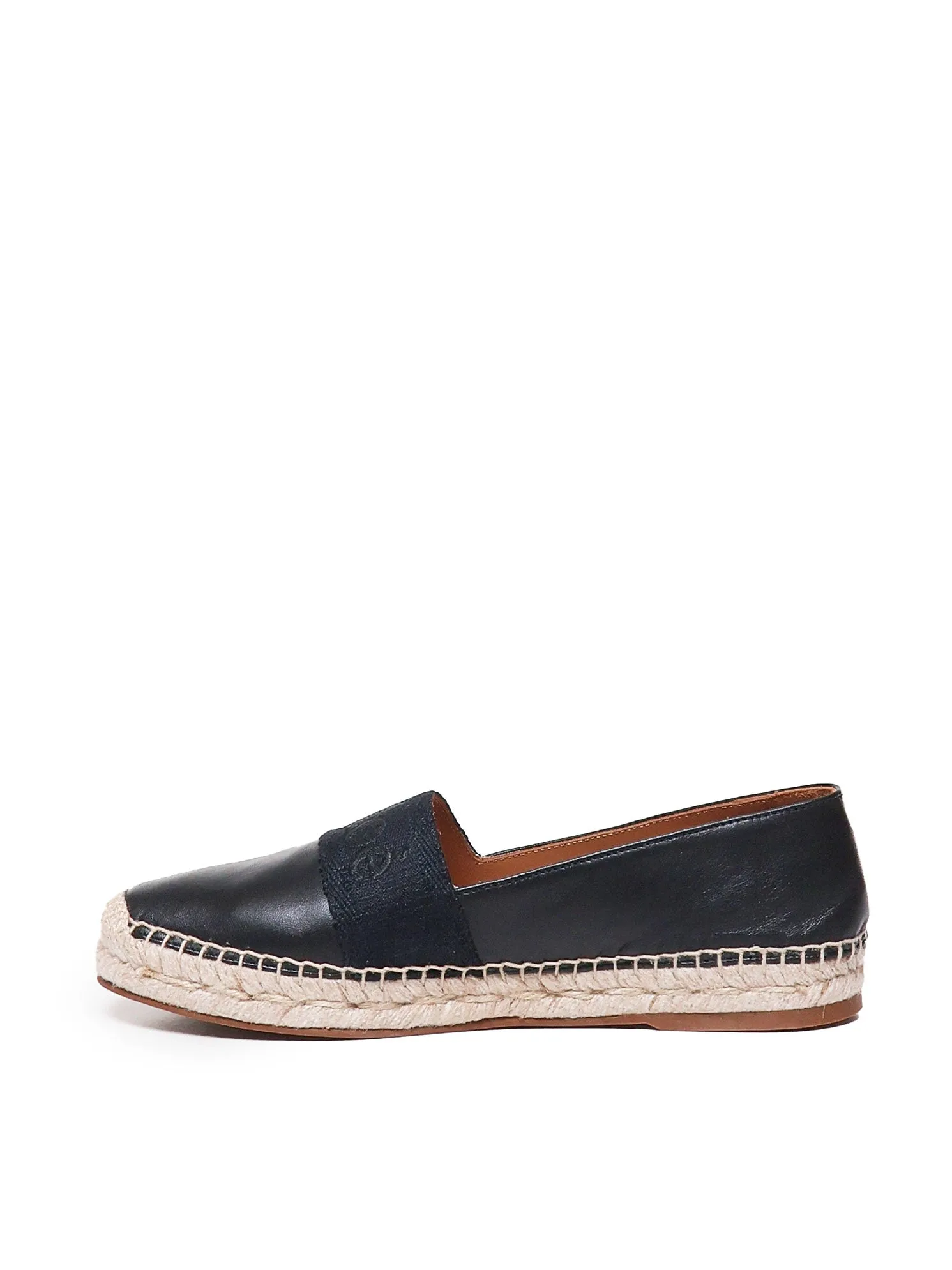 Black Leather Espadrilles with Rope Sole