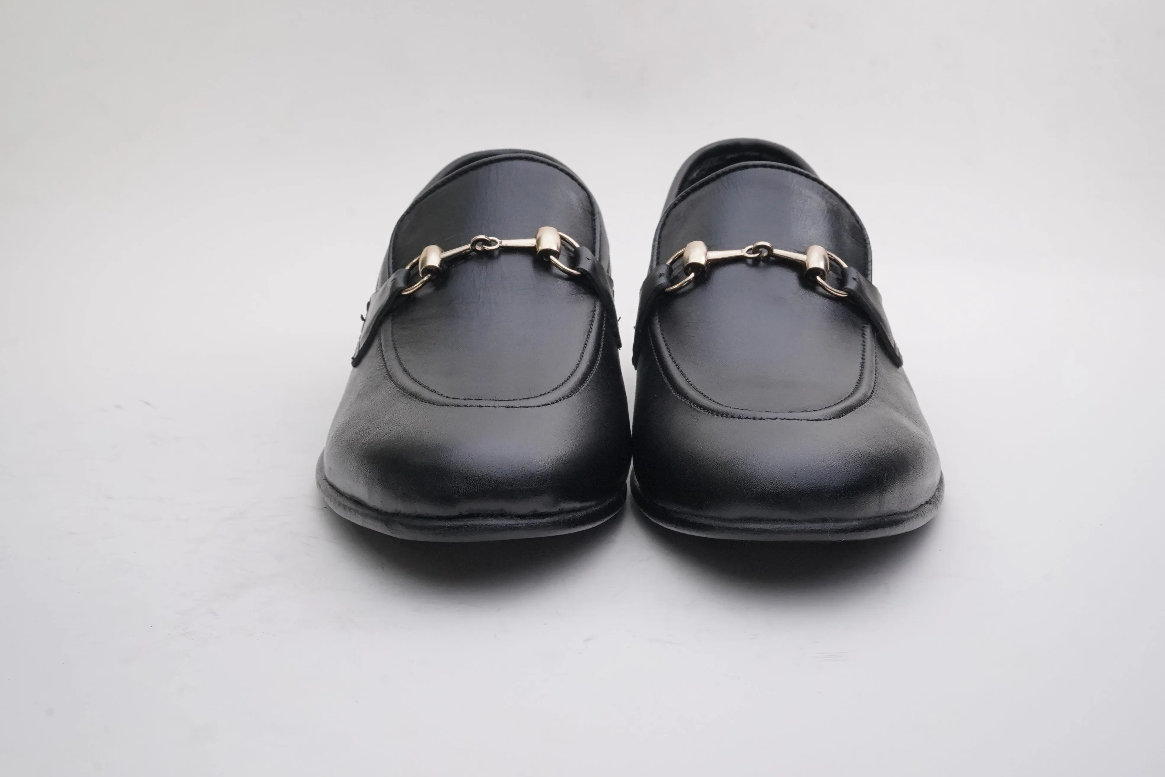 Black Leather Horsebit Loafer DH-09