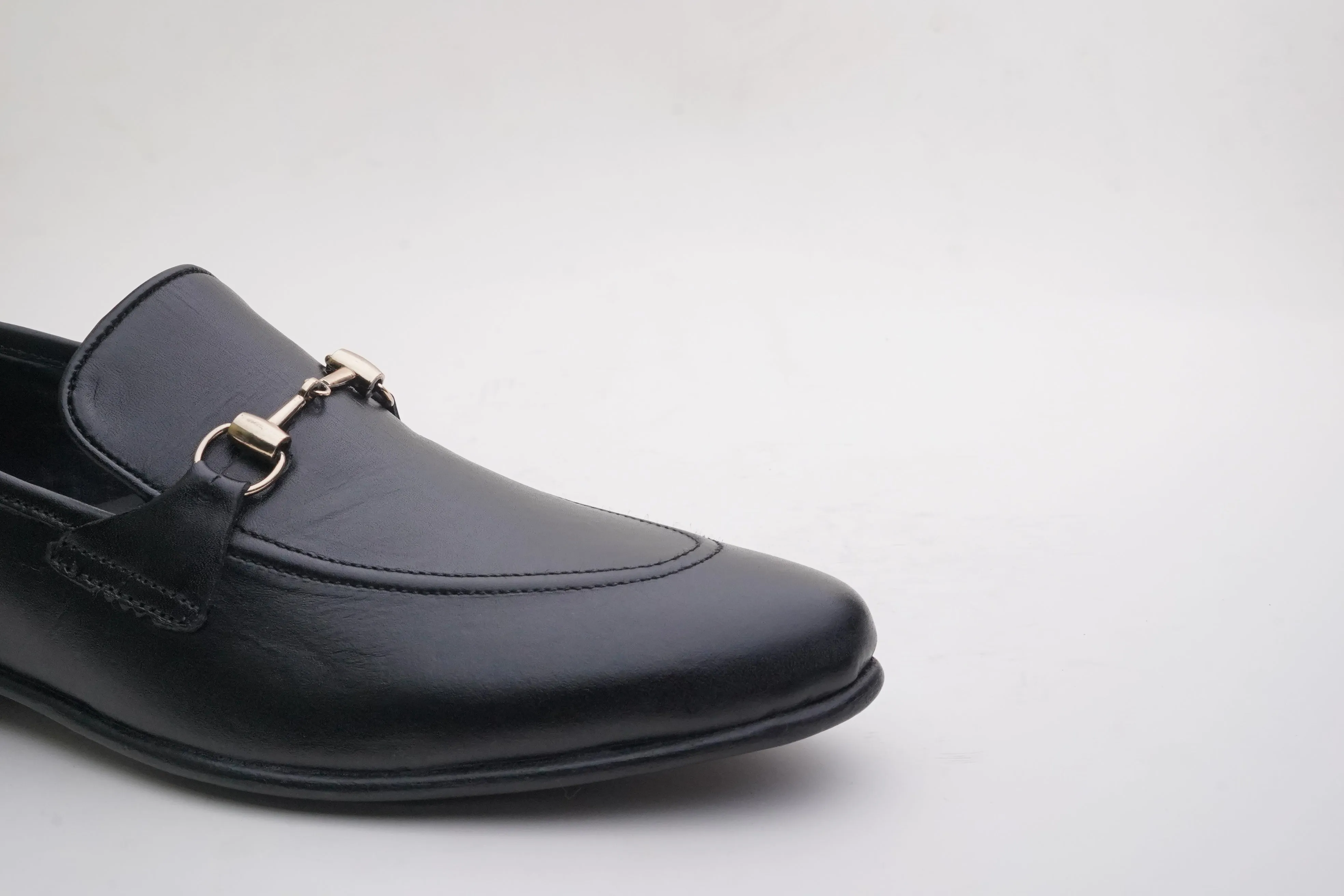 Black Leather Horsebit Loafer DH-09