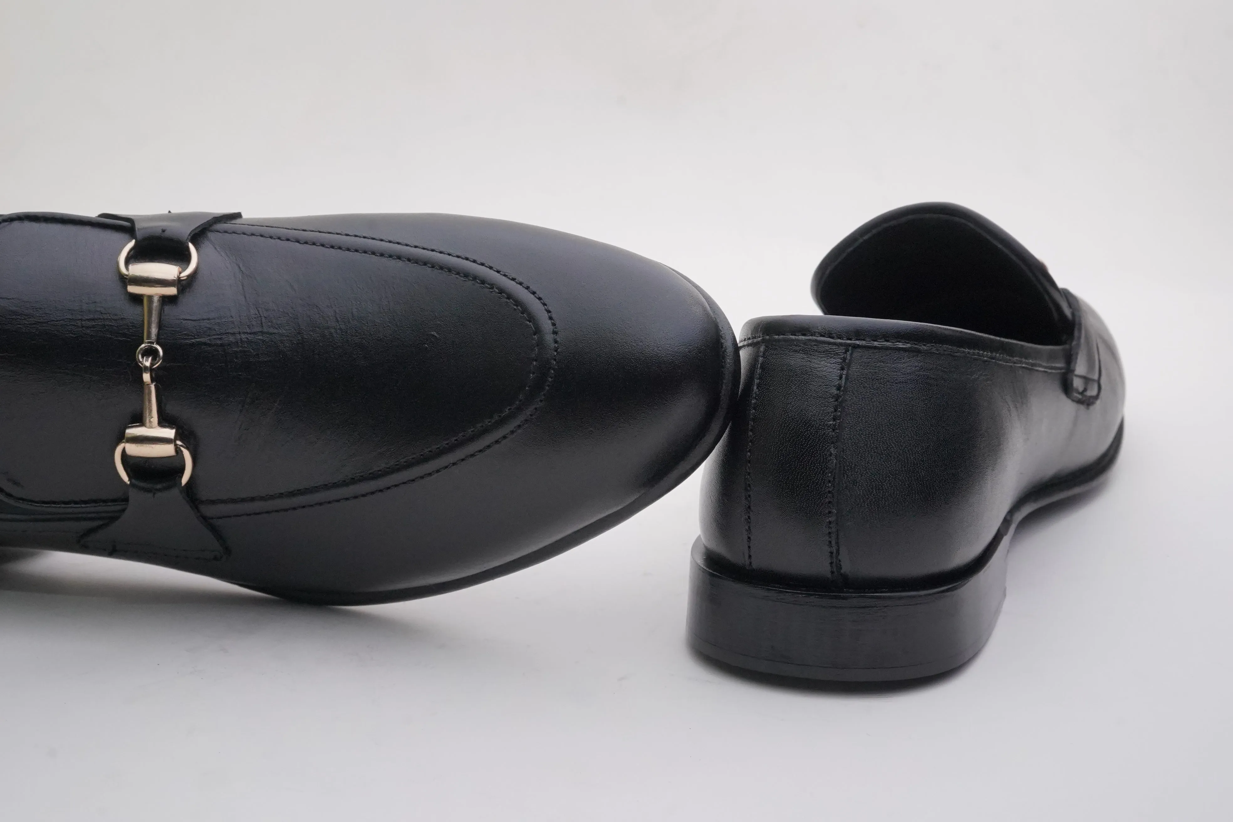 Black Leather Horsebit Loafer DH-09
