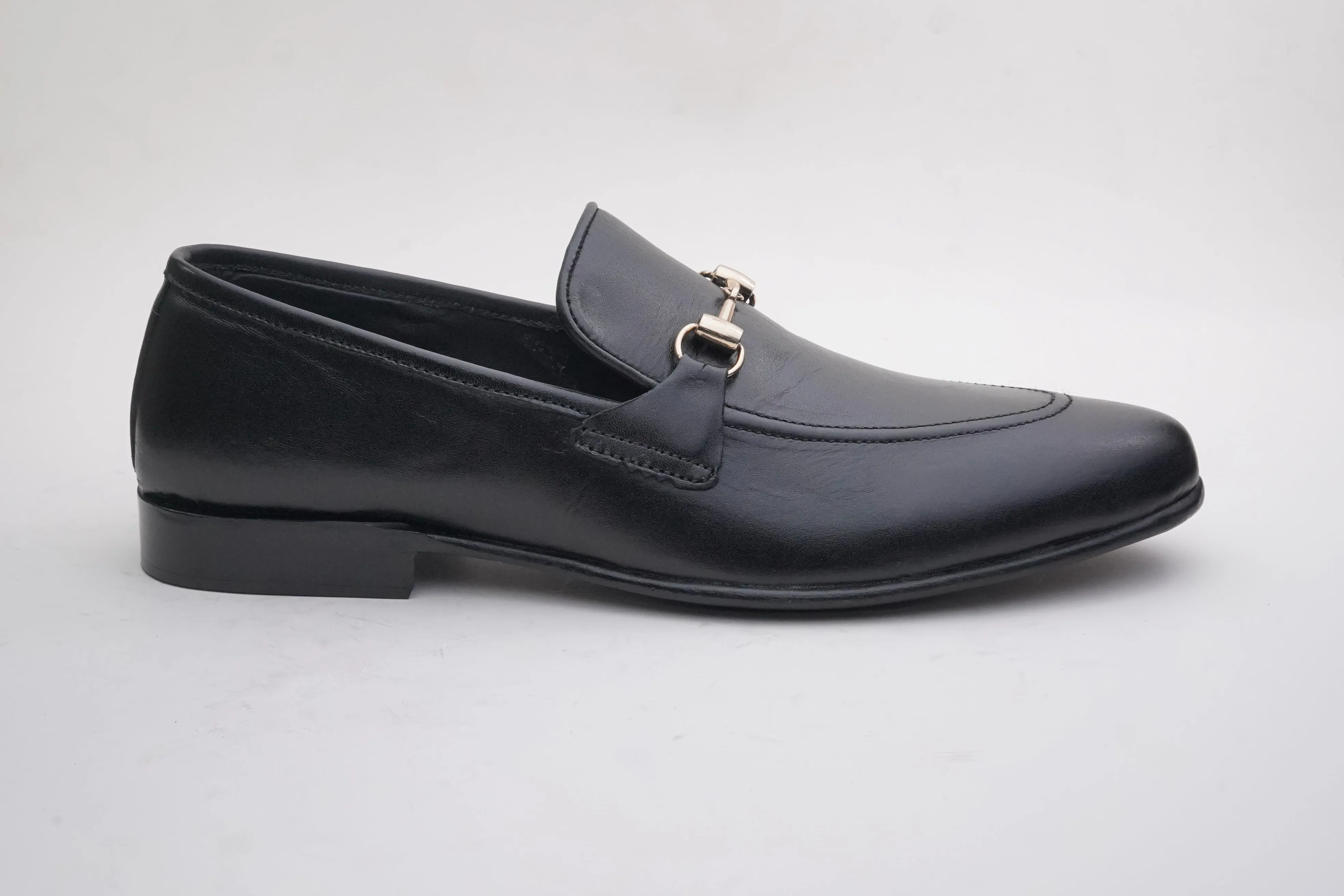 Black Leather Horsebit Loafer DH-09
