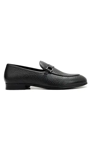 Black Loafers With Asymmetric Buckle