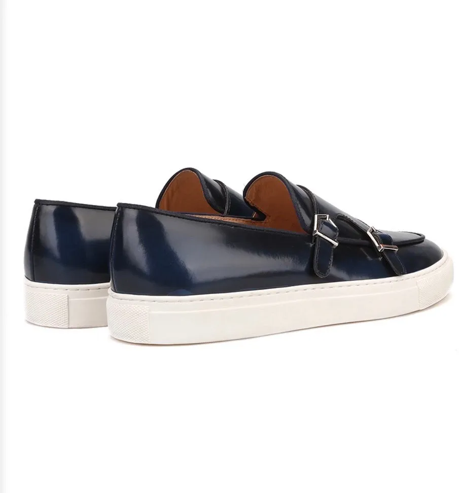 Black Patent Leather White Sole Slidders