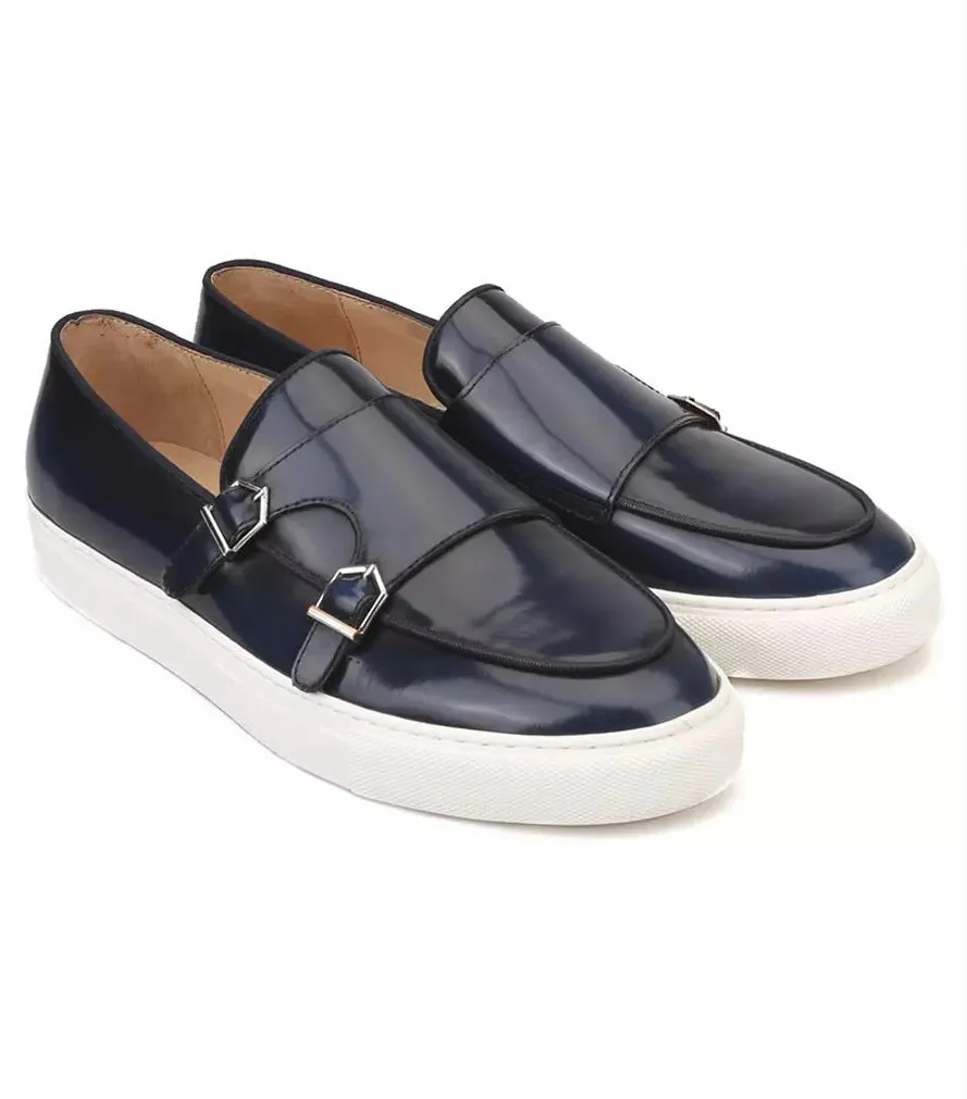 Black Patent Leather White Sole Slidders