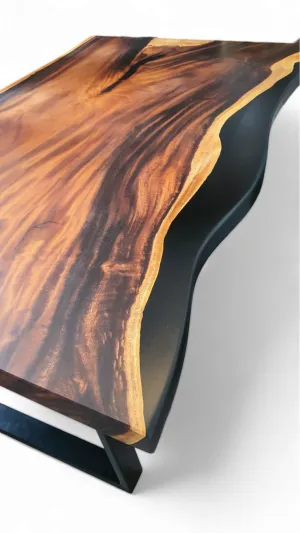 Black Resin Acacia Timber Dining Table