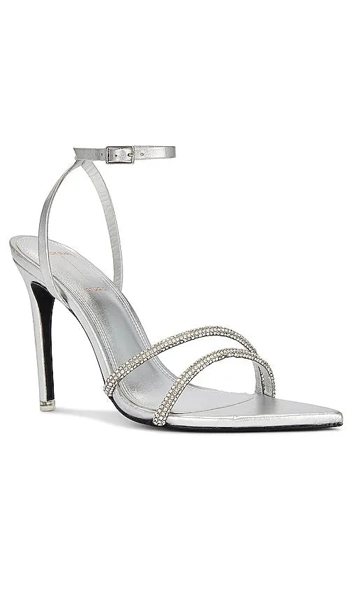 BLACK SUEDE STUDIO Ace Sandal in Metallic Silver