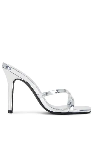 BLACK SUEDE STUDIO Arielle Heel Sandal in Metallic Silver