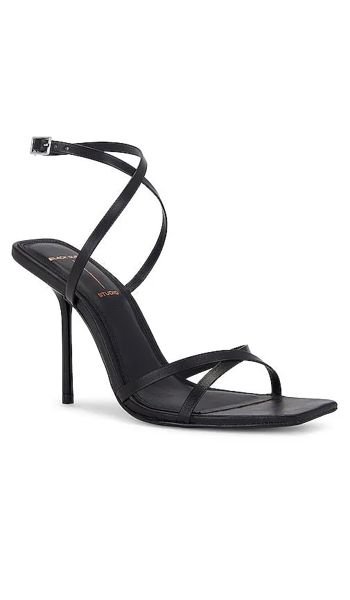 BLACK SUEDE STUDIO Gemma Heel Sandal in Black