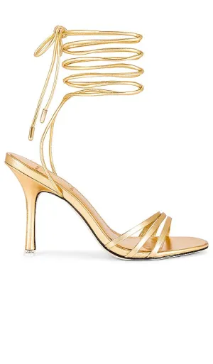 BLACK SUEDE STUDIO Leandra Heeled Sandal in Metallic Gold