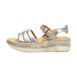 Born Wedge Sandals Leather Silver Colour For Women