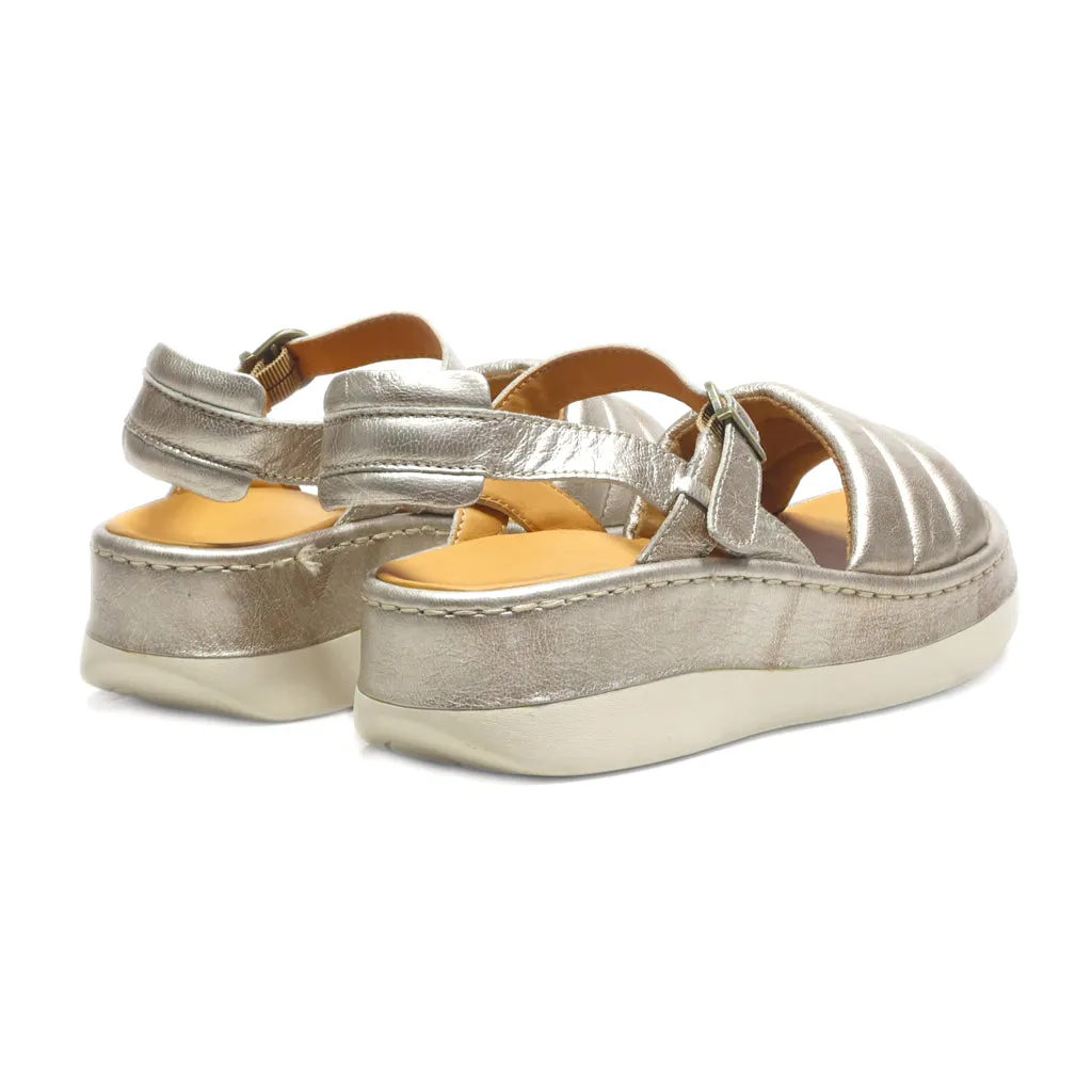 Born Wedge Sandals Leather Silver Colour For Women