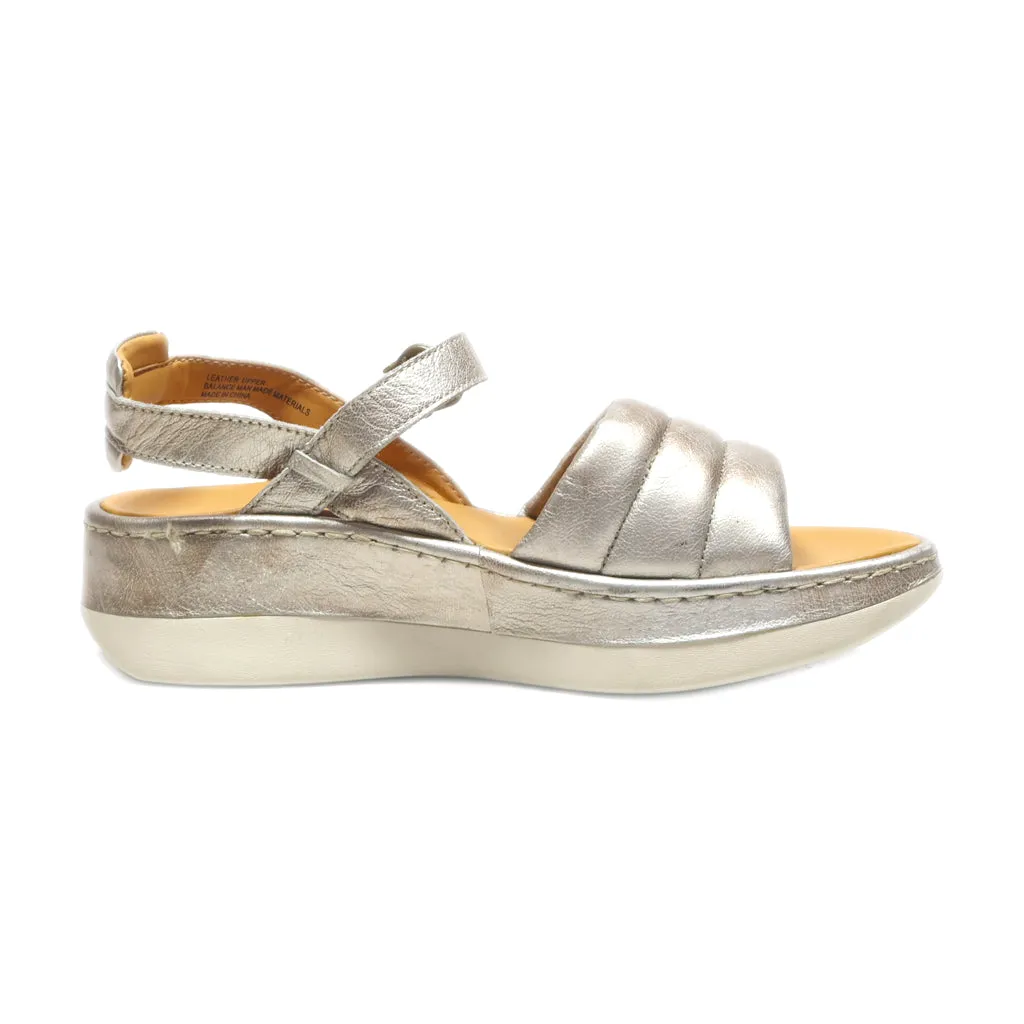 Born Wedge Sandals Leather Silver Colour For Women