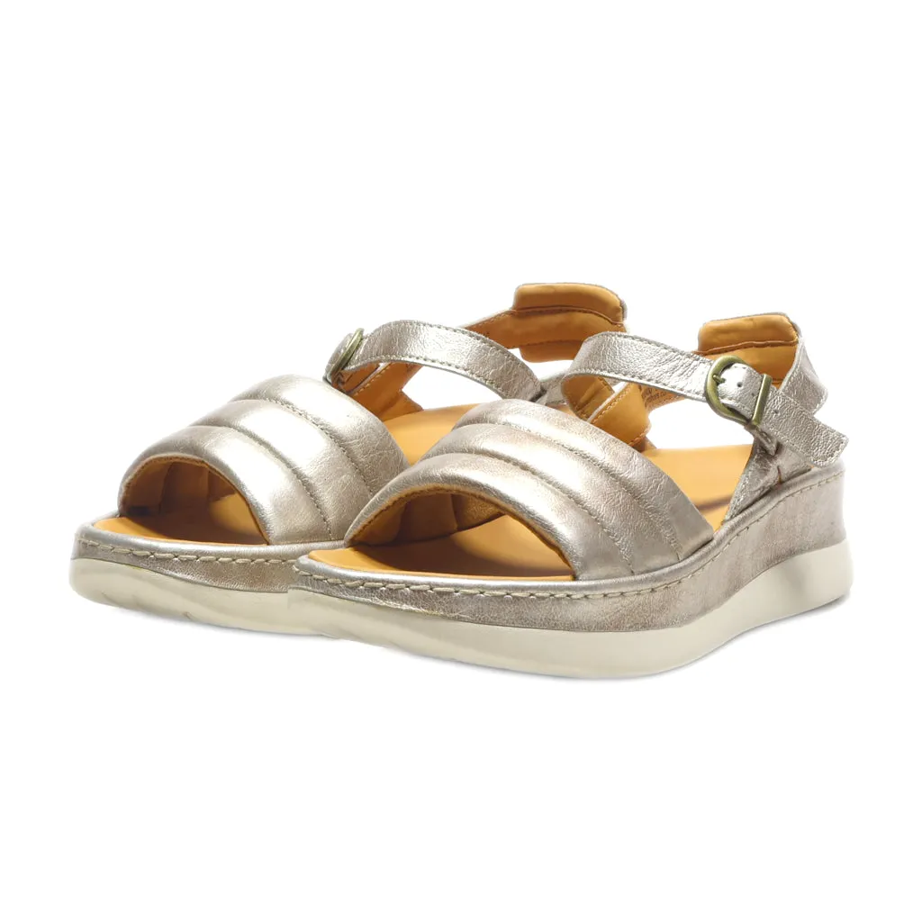 Born Wedge Sandals Leather Silver Colour For Women