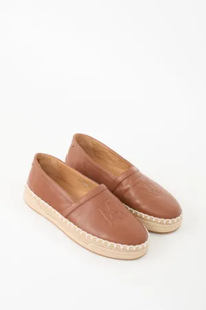 Brown Leather Logo Espadrille