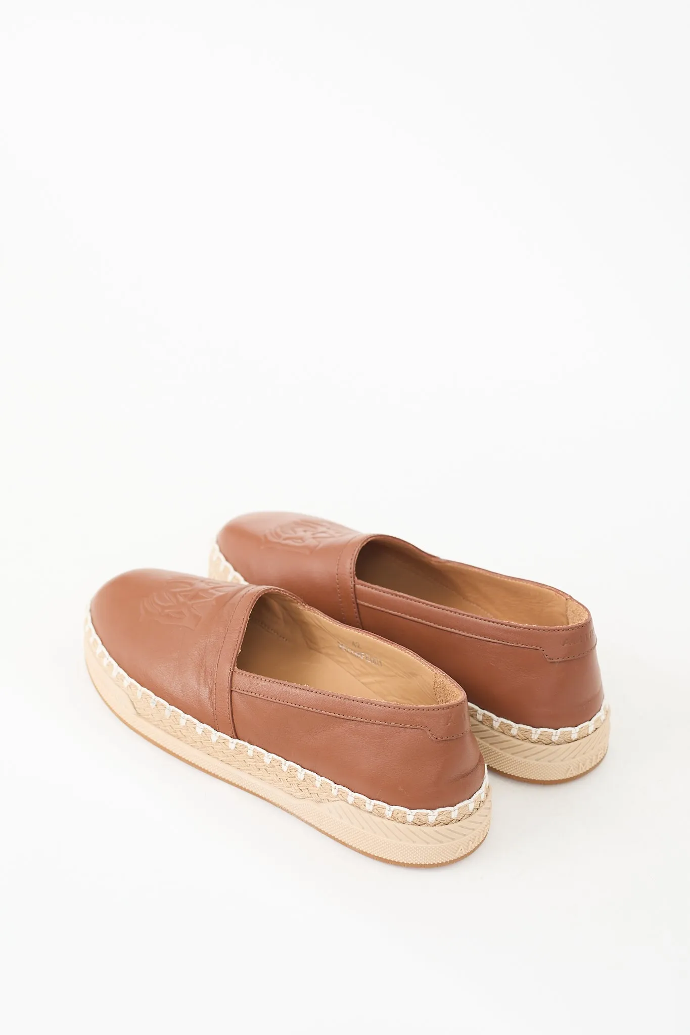Brown Leather Logo Espadrille
